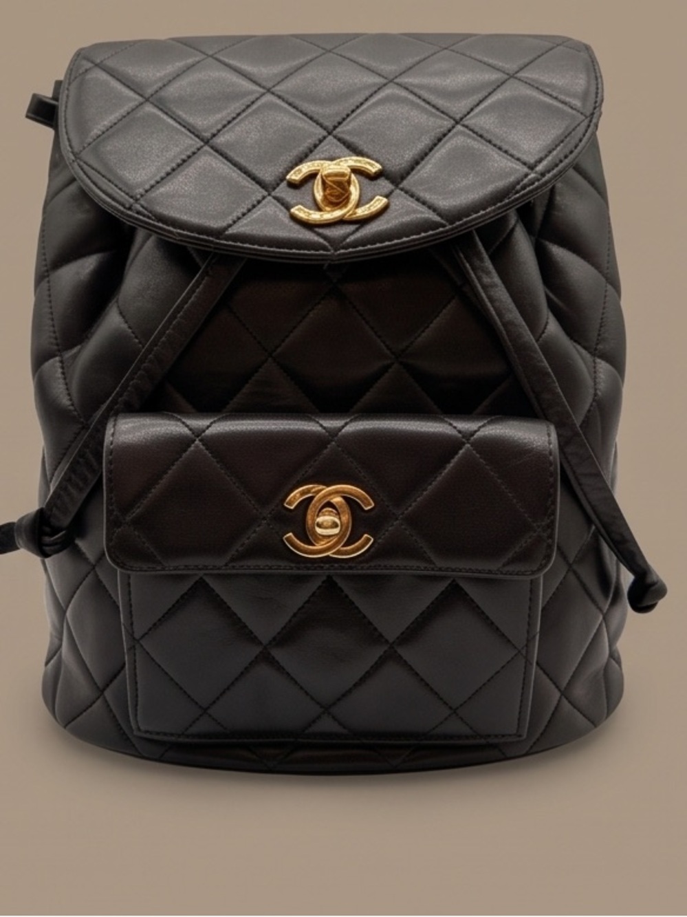 CHANEL Black Quilted Lambskin Backpack with Gold Chain Detail - Picture 14 of 14